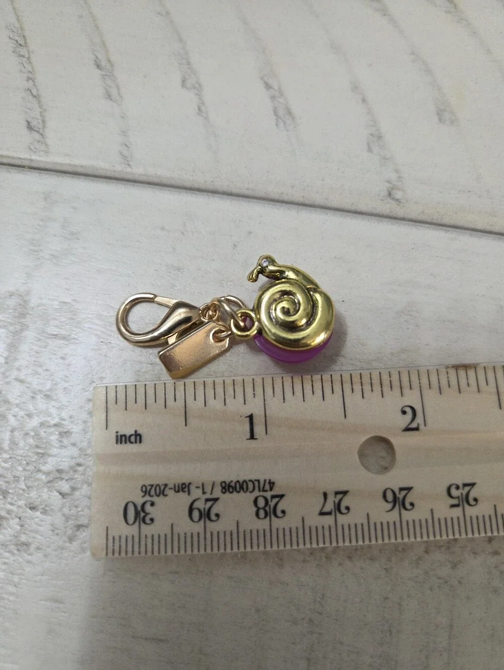 Pink & Gold Snail Bag Charm / Key Ring — Cute & NEW!
